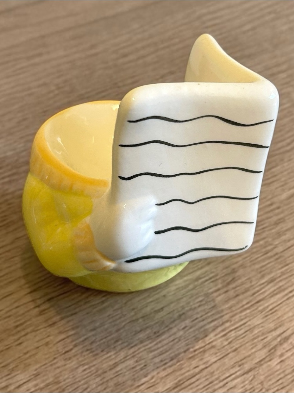 Vintage Ceramic Newspaper Reader Egg Cup - Whimsical Character - Unmarked